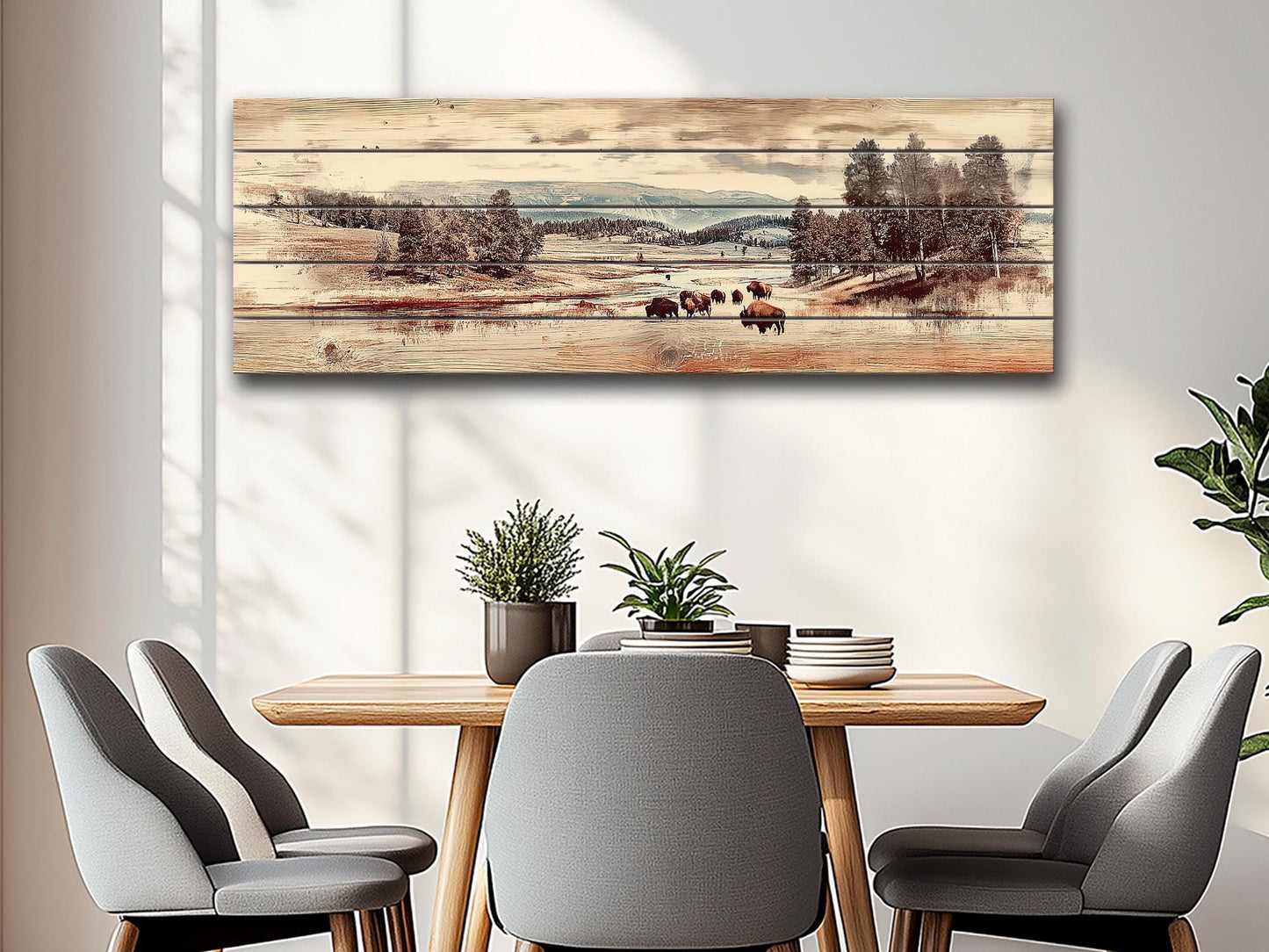 Yellowstone Wood Print – Rustic Wall Decor on Natural Wood Art Panel
