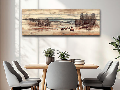Yellowstone Wood Print – Rustic Wall Decor on Natural Wood Art Panel
