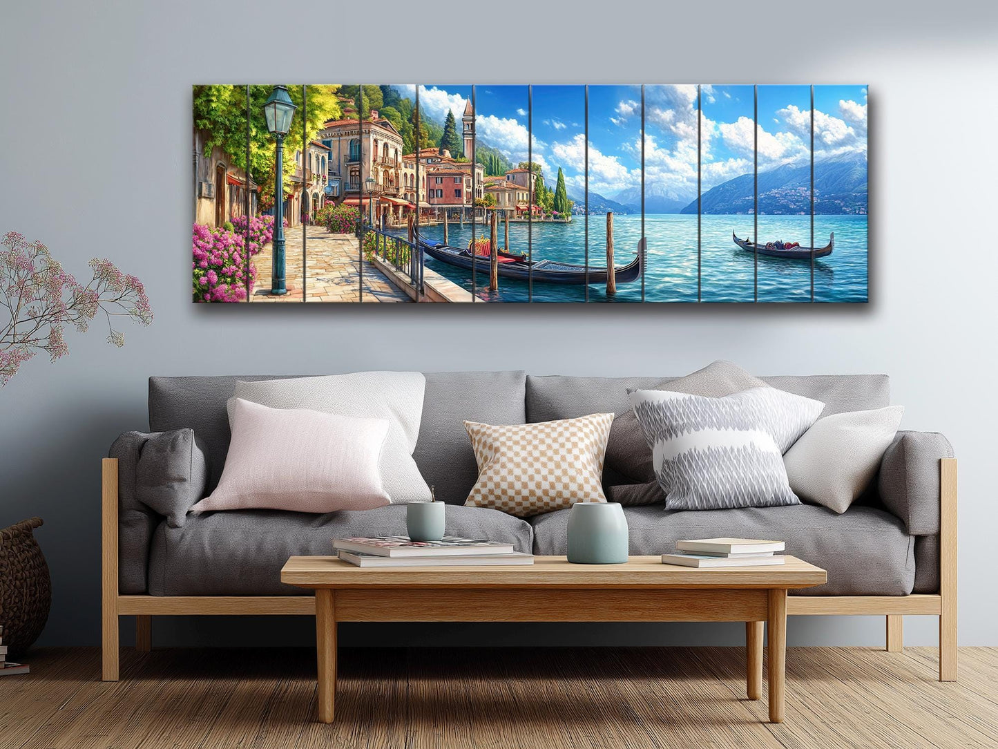 Lake Como In Italy Print On Natural Wood- Landscape Wall Art