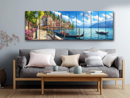 Lake Como In Italy Print On Natural Wood- Landscape Wall Art