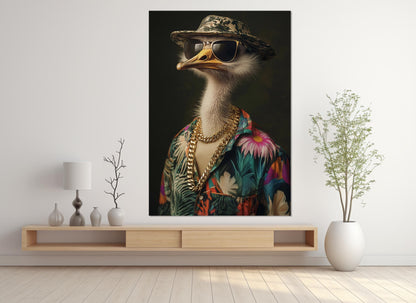Ostrich Canvas Print – Funny Ostrich Art | Framed & Ready to Hang Party Wall Decor