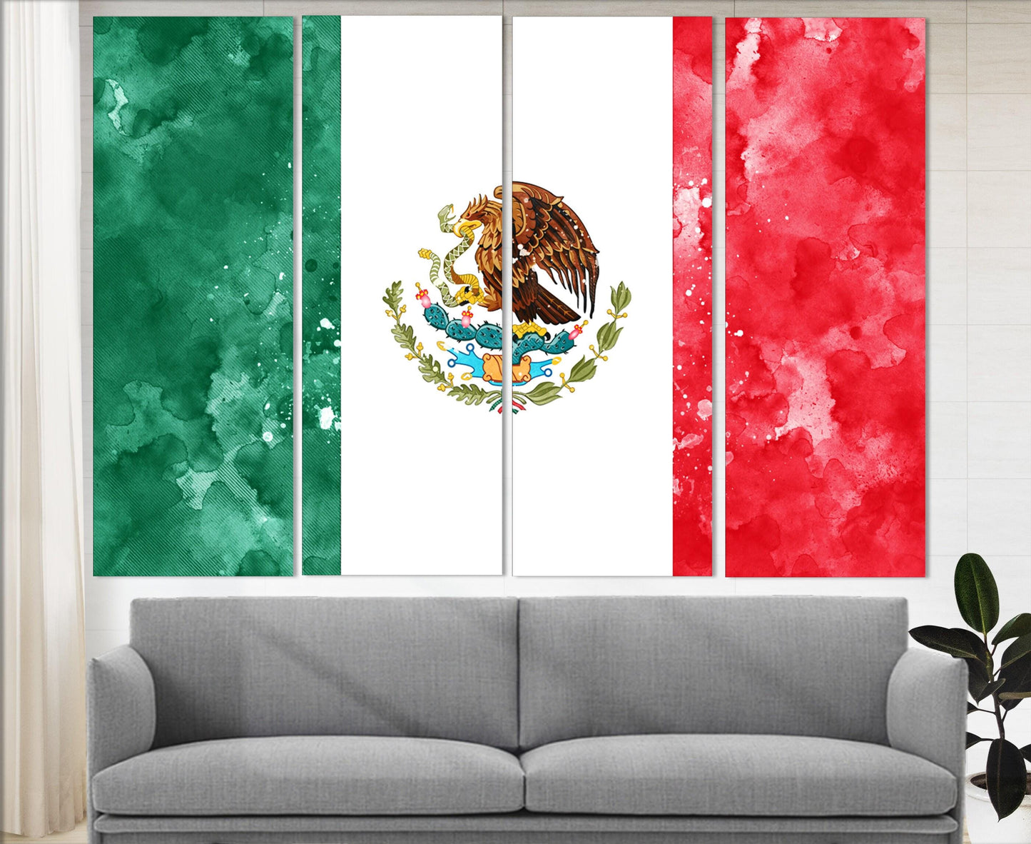 Mexico Flag Canvas Print - Framed Ready to Hang | Vibrant Mexican Wall Art