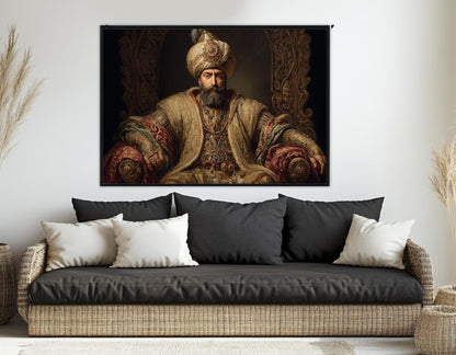 Ottoman Throne Canvas Framed Print – Suleiman The Magnificent Historical Wall Art