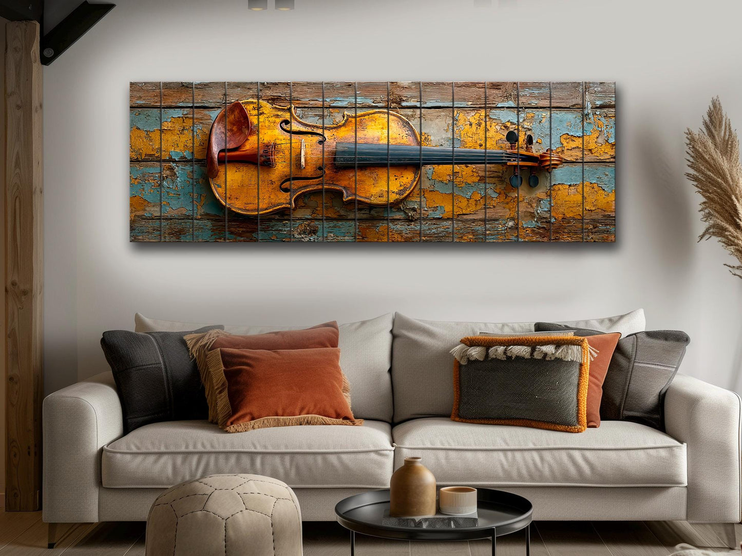 Violin Wood Print – Rustic Music Art on Smooth Linden Wood Planks | Farmhouse Wall Decor