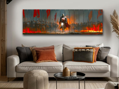 Richard Lionheart Crusader Battle Print on Wood