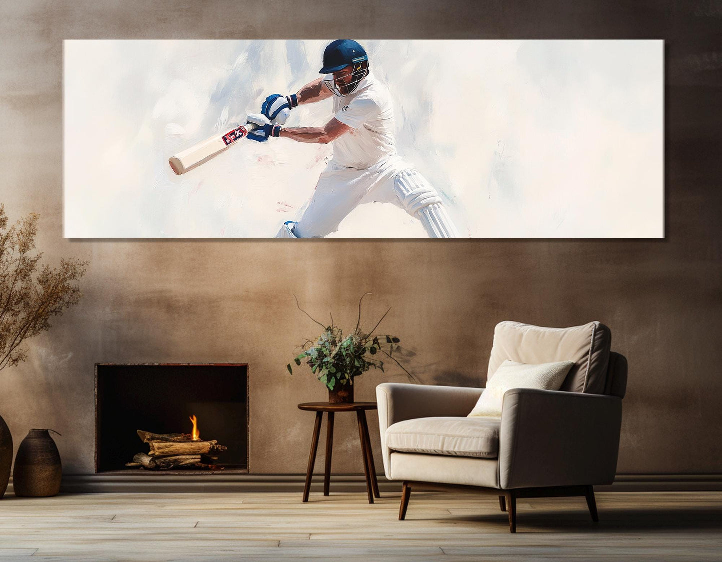 Cricket Wall Art – Impressionist Cricket Canvas Print | Framed Floating Frame Ready to Hang