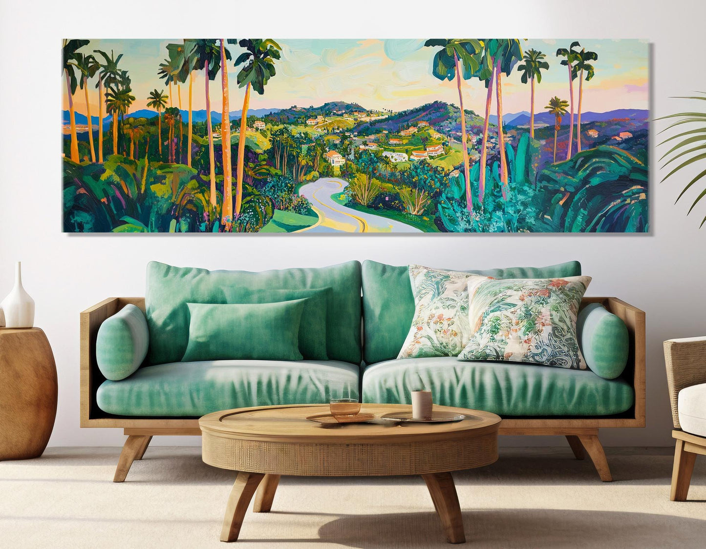 Beverly Hills Canvas Print - Retro City Skyline Art | Framed Multi Panel Wall Decor