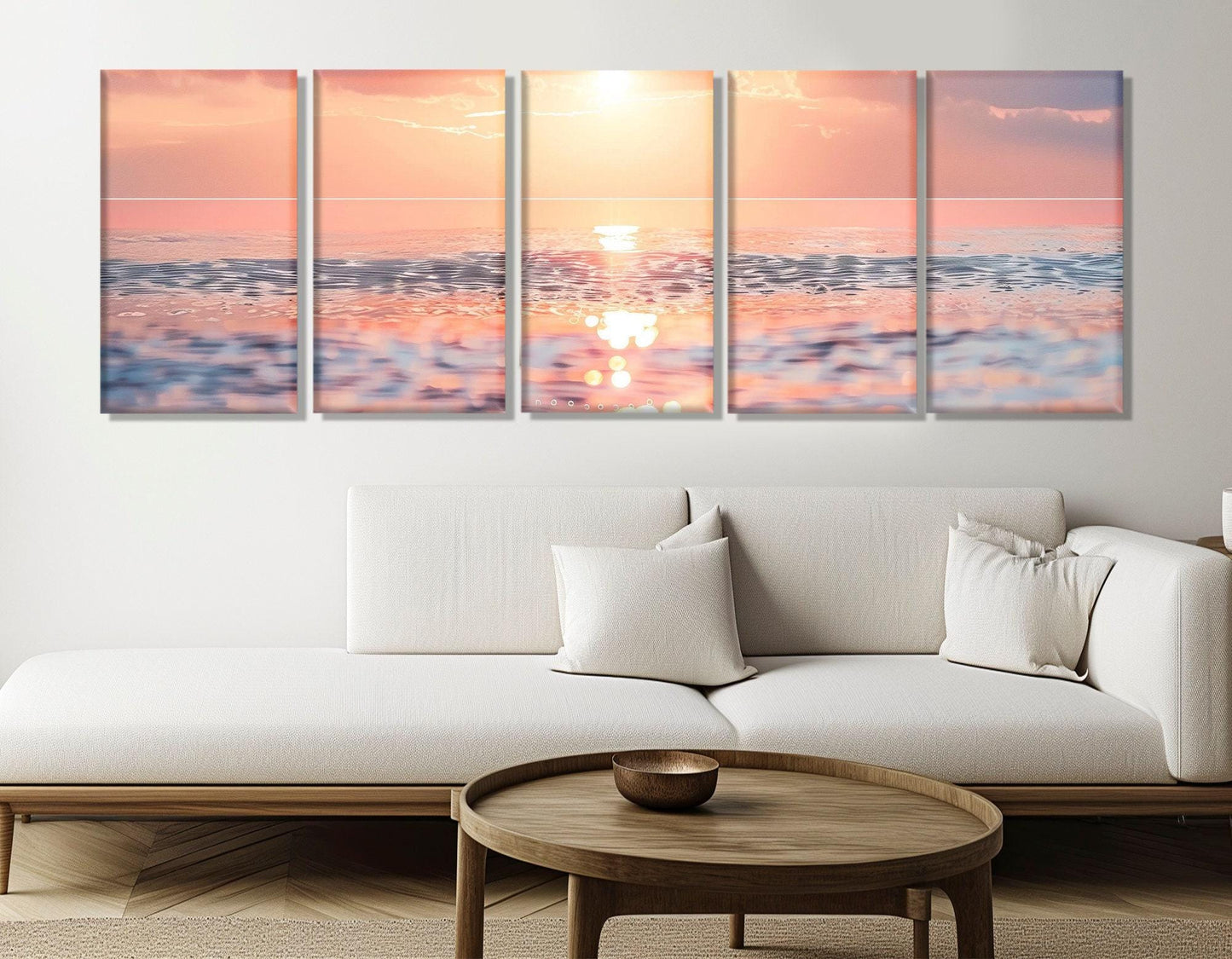 Scenic Sunset over the Ocean Canvas Print, Coastal Wall Art, Framed and Ready to Hang