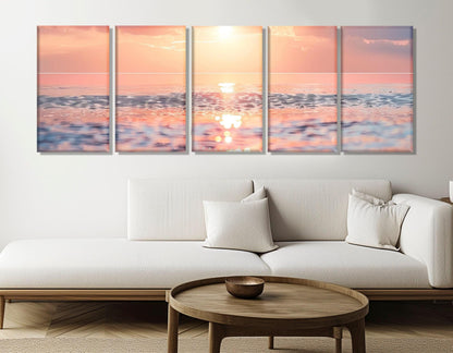 Scenic Sunset over the Ocean Canvas Print, Coastal Wall Art, Framed and Ready to Hang
