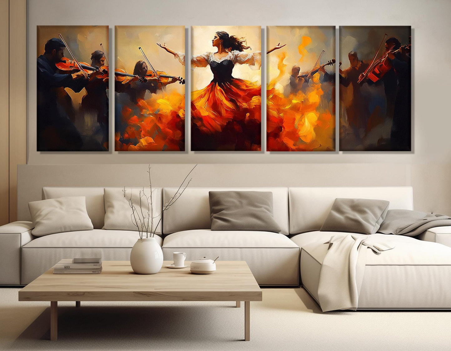 Latina Dancer Canvas Print – Vibrant Flamenco Dance Painting | Framed Canvas Art