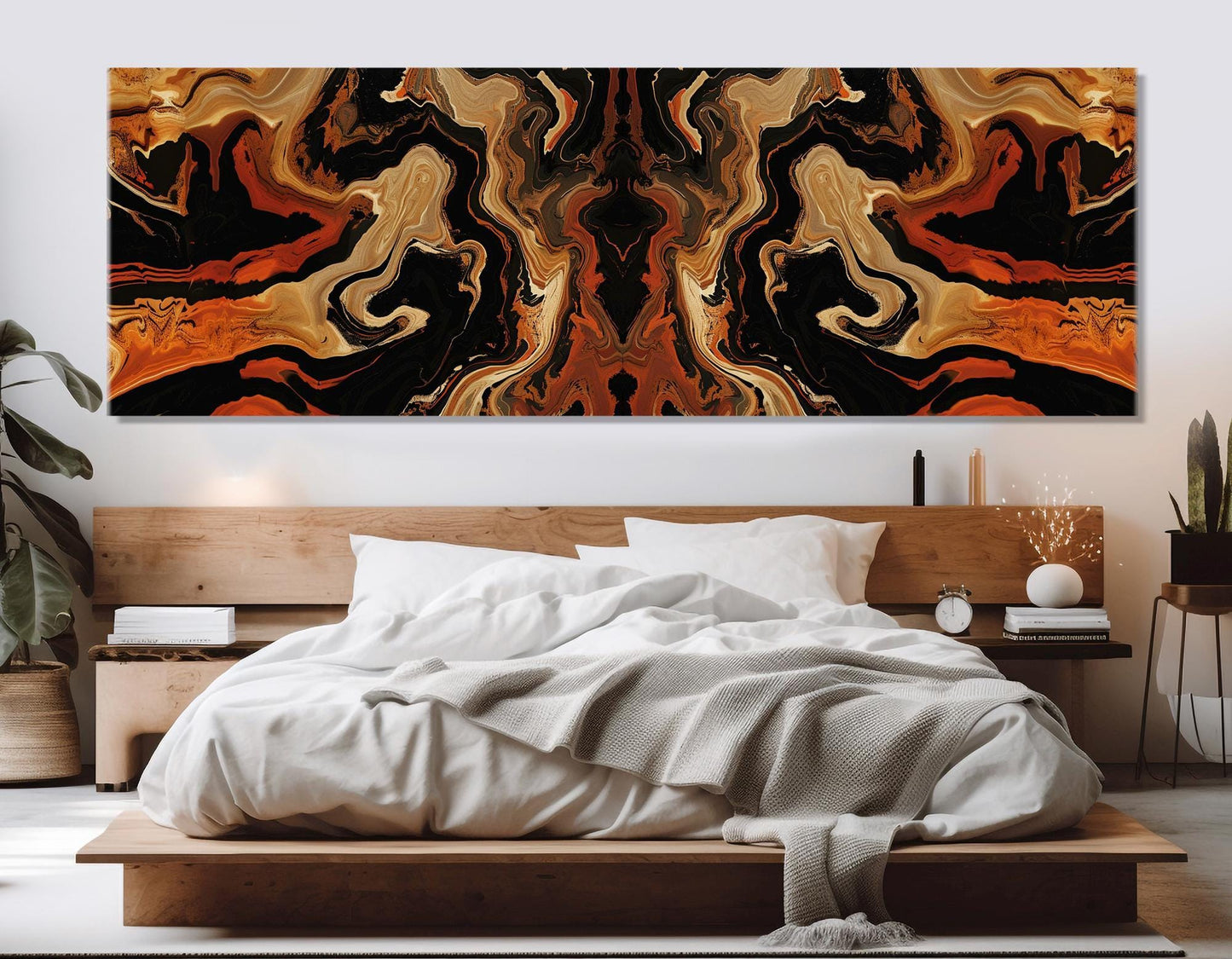 Dark Wooden Canvas Print – Large Abstract Brown Tones Artwork | Ready to Hang