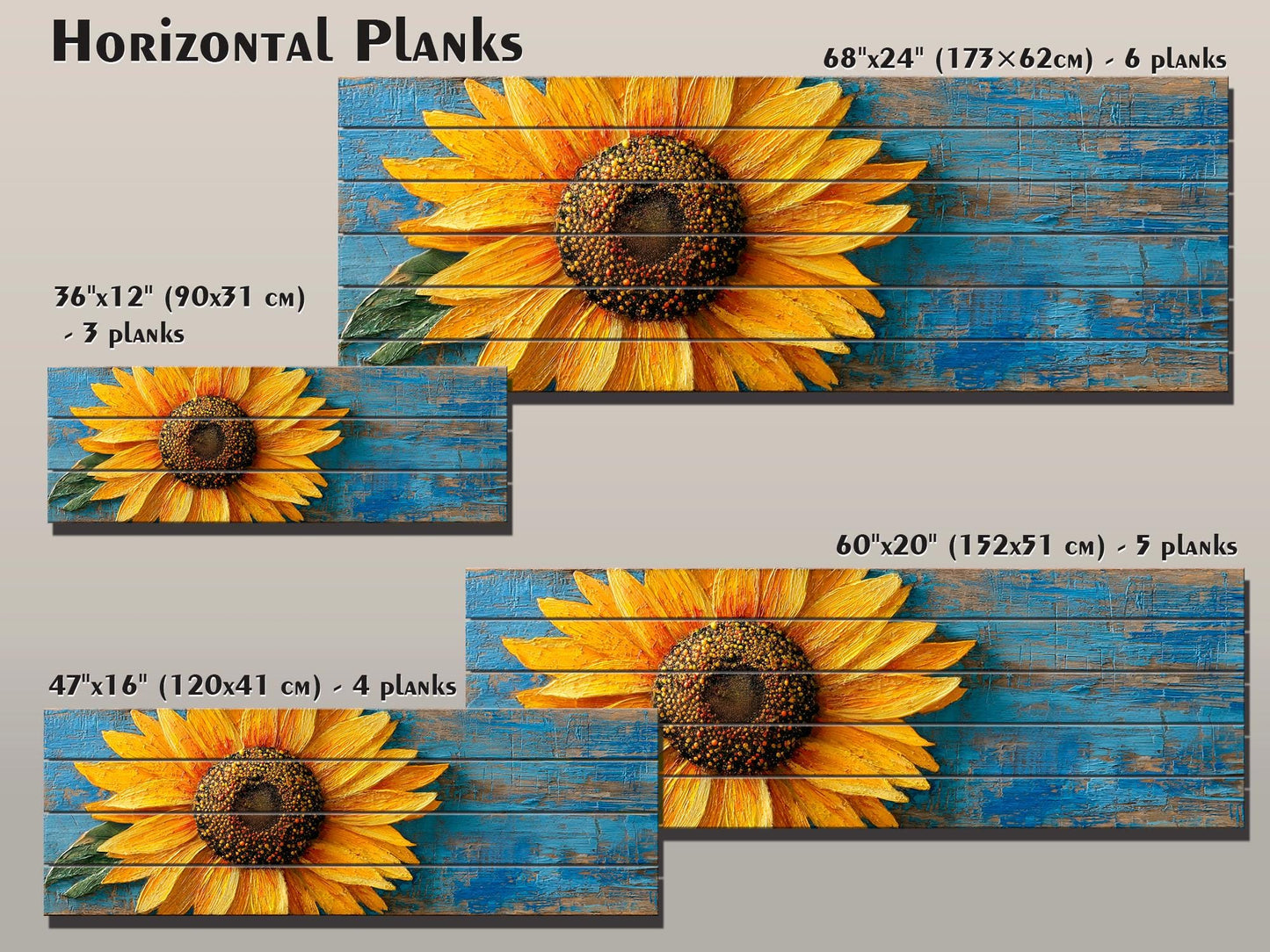 Rustic Wood Wall Art - Large Sunflower Wooden Floral Print | Cozy Farmhouse Decor