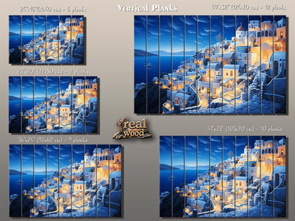 Santorini Wood Art - Abstract Santorini Painting on Wood | Greek Wall Art Decor