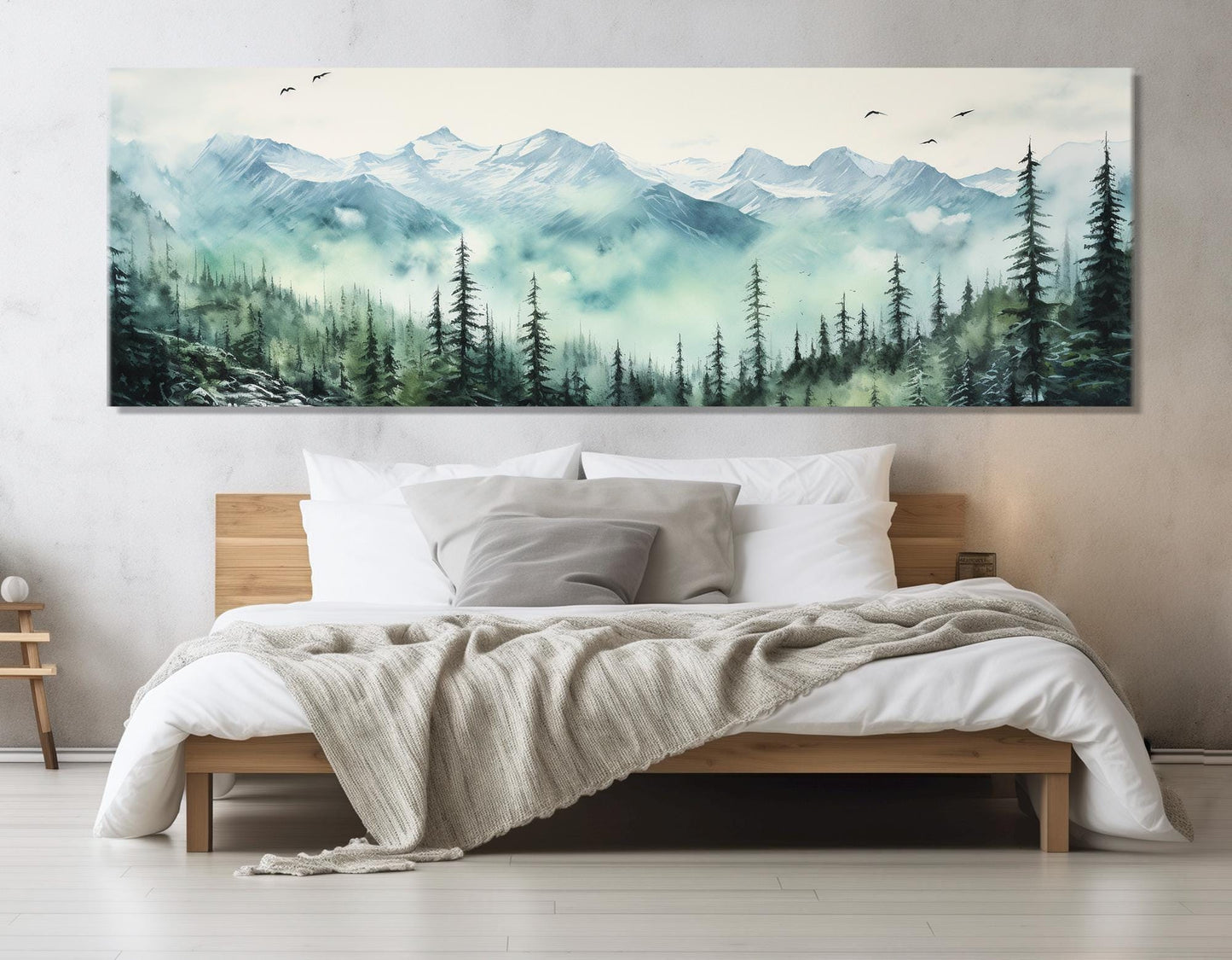 North Cascades Canvas Print – Misty Forest Painting | Framed Canvas, Ready to Hang