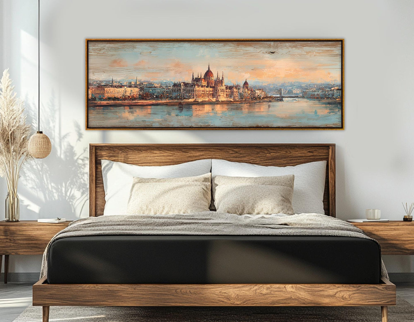 Budapest Skyline Canvas Vintage City Print – Framed Cotton Wall Art Ready to Hang