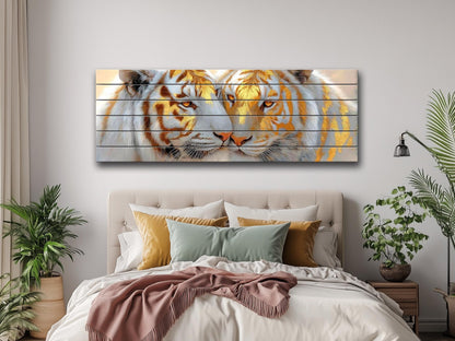 Tiger Couple Print on Wood, Majestic Wildlife Painting, Romantic Animal Wall Decor