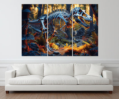 Dinosaur Skeleton Canvas Print, Paleontology Wall Art, Framed and Ready to Hang