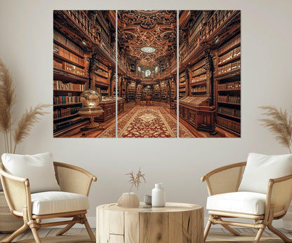 Library Canvas Print – Abstract Canvas Art | Framed Library Painting Ready to Hang