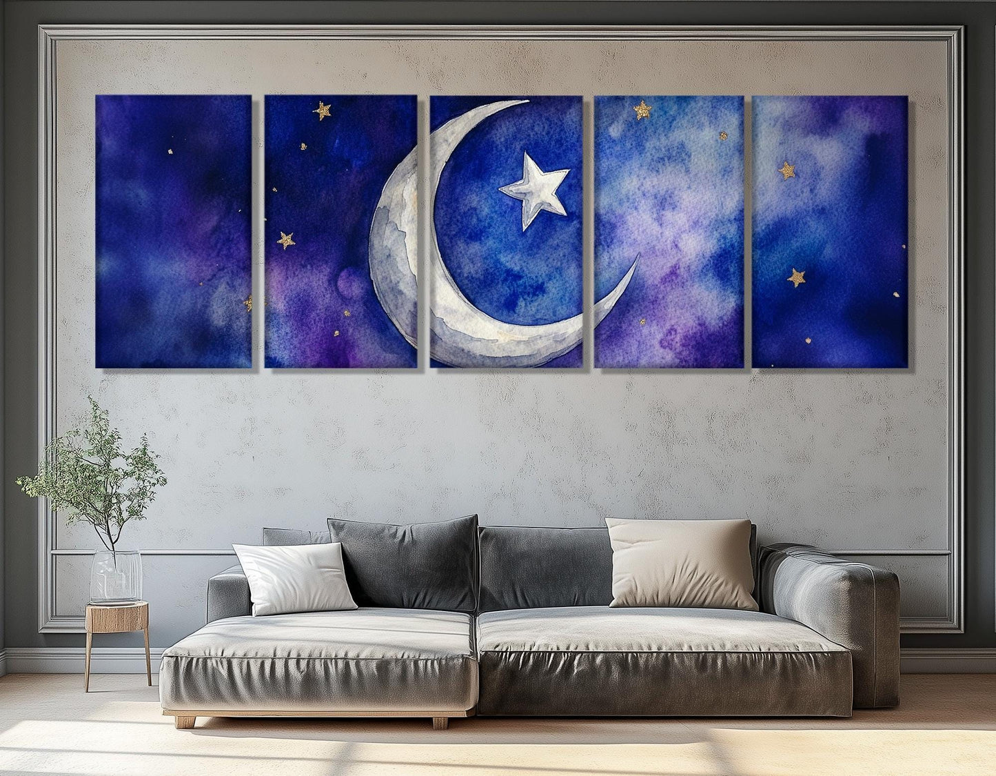 Islamic Canvas Print – Abstract Crescent Wall Art | Framed & Ready to Hang