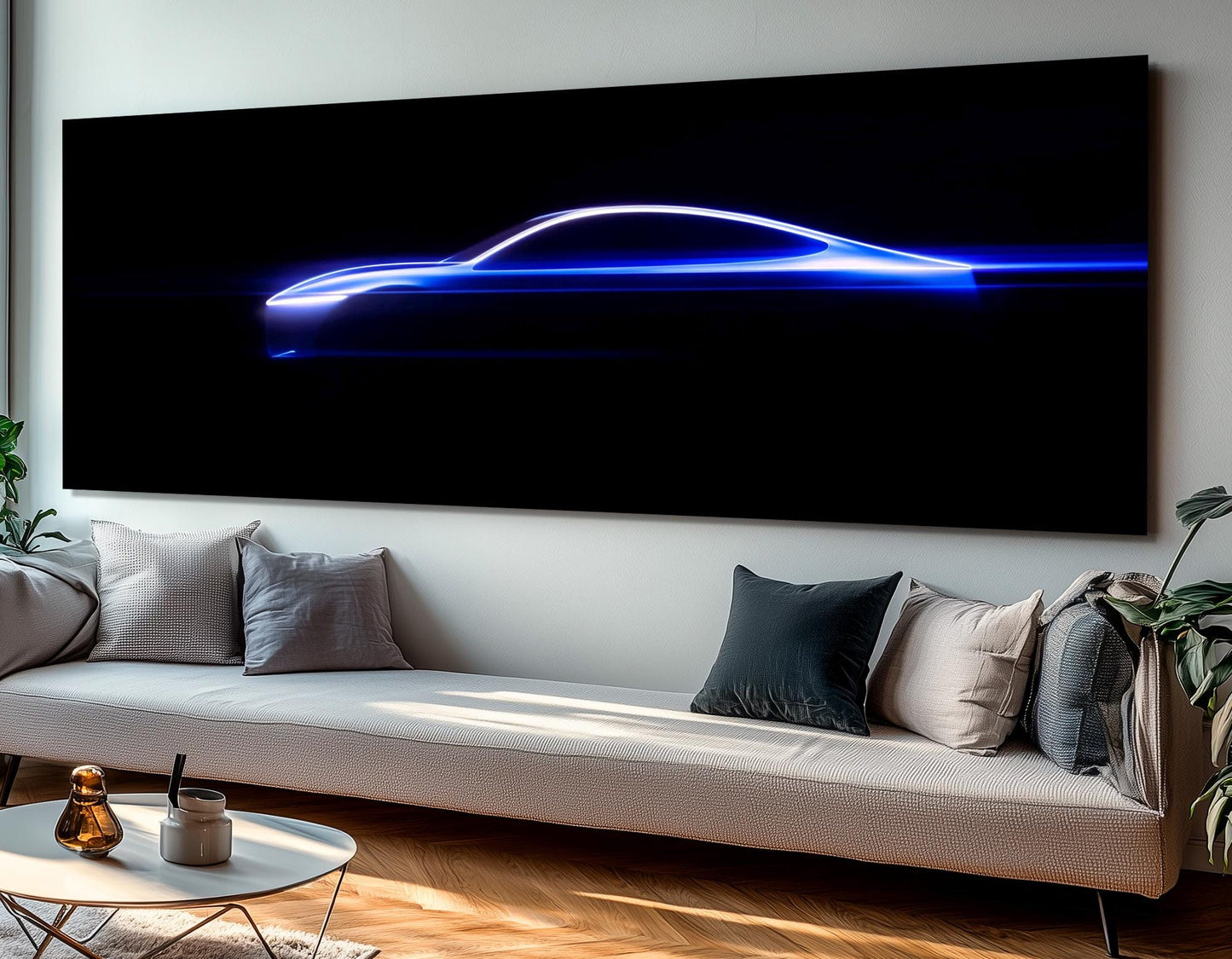 Sports Car Canvas Print – Minimalist Car Silhouette, Framed & Ready to Hang