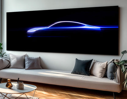 Sports Car Canvas Print – Minimalist Car Silhouette, Framed & Ready to Hang