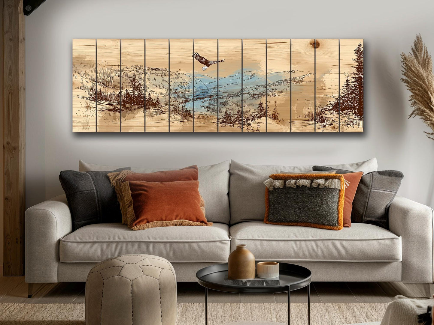 Bald Eagle Wood Art – Mountain Valley Wall Art | Rustic Cabin Decor