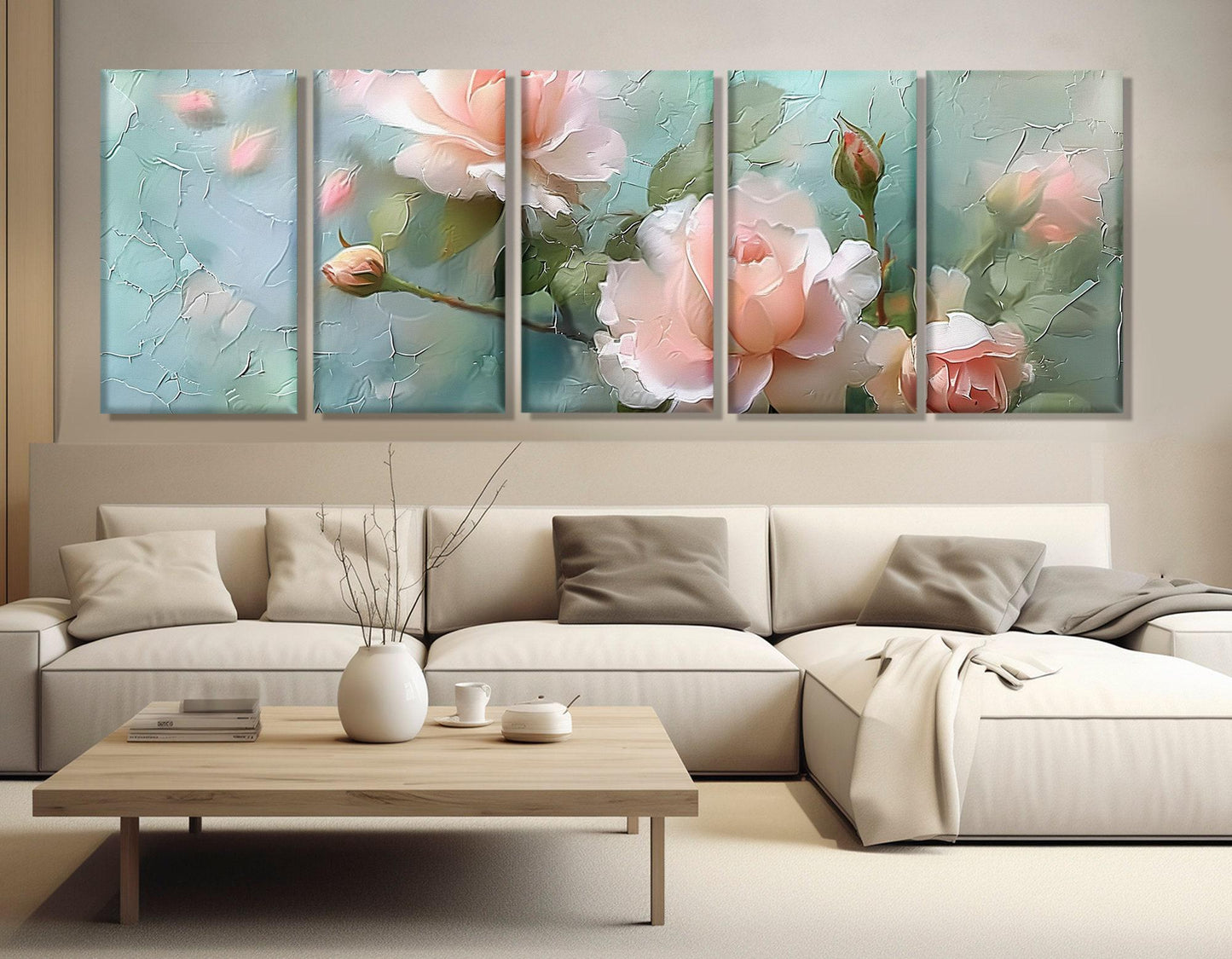 Roses Canvas Print – Impressionist Wall Art | Soft Colors Rose Framed Decor
