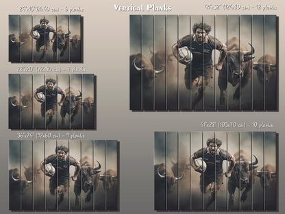 Rugby Wall Art – Abstract Rugby Painting on Natural Wood | Rustic & Modern Decor