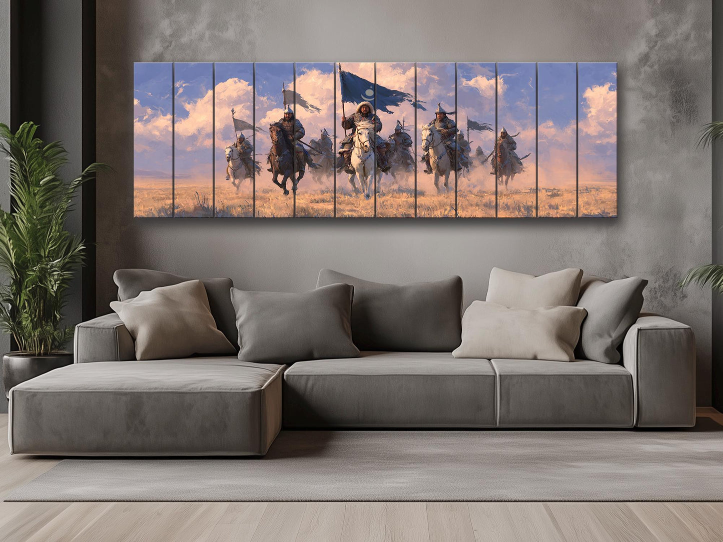 Genghis Khan Wood Print - Mongol Army Art on Natural Wood Texture | Ready to Hang