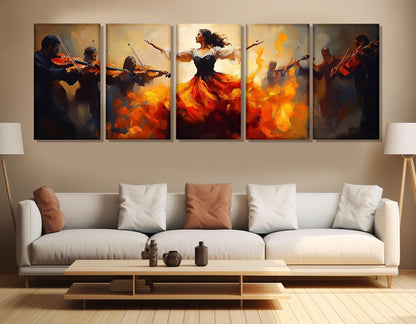 Latina Dancer Canvas Print – Vibrant Flamenco Dance Painting | Framed Canvas Art