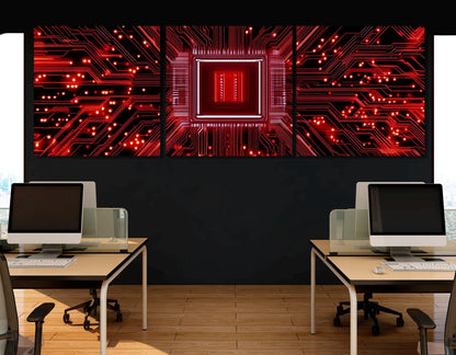 Technology Wall Art – Microchip Canvas Print | Minimalist Tech Art on Cotton Canvas