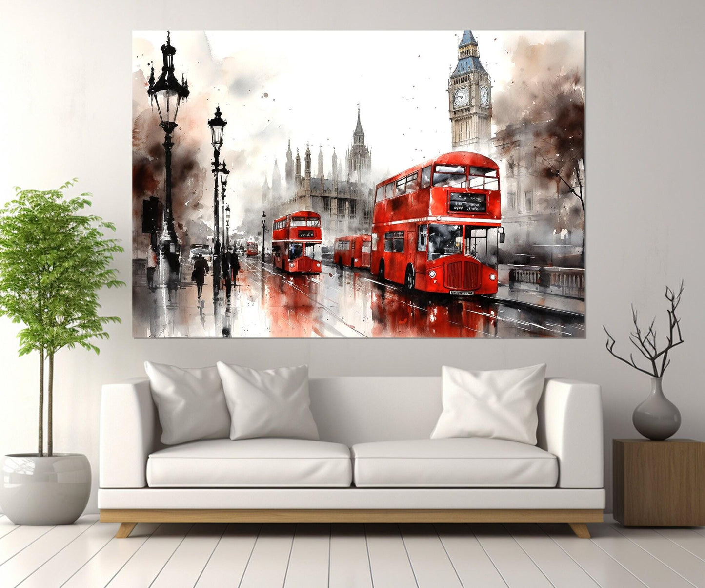 London Bus Canvas Print – Black and White London Wall Art | Framed, Ready to Hang