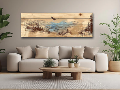 Bald Eagle Wood Art – Mountain Valley Wall Art | Rustic Cabin Decor