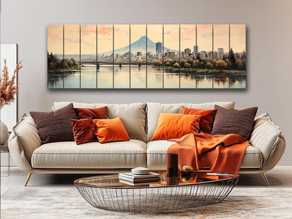 Vintage Portland Print on Natural Wood – Oregon Wall Art