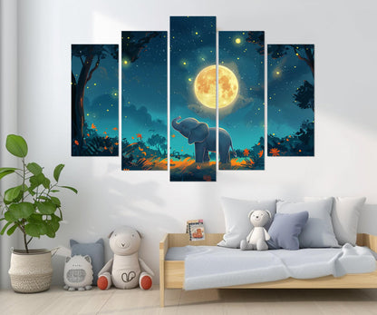 Elephant Nursery Wall Art – Small Elephant Canvas Print | Framed Forest Animal Decor