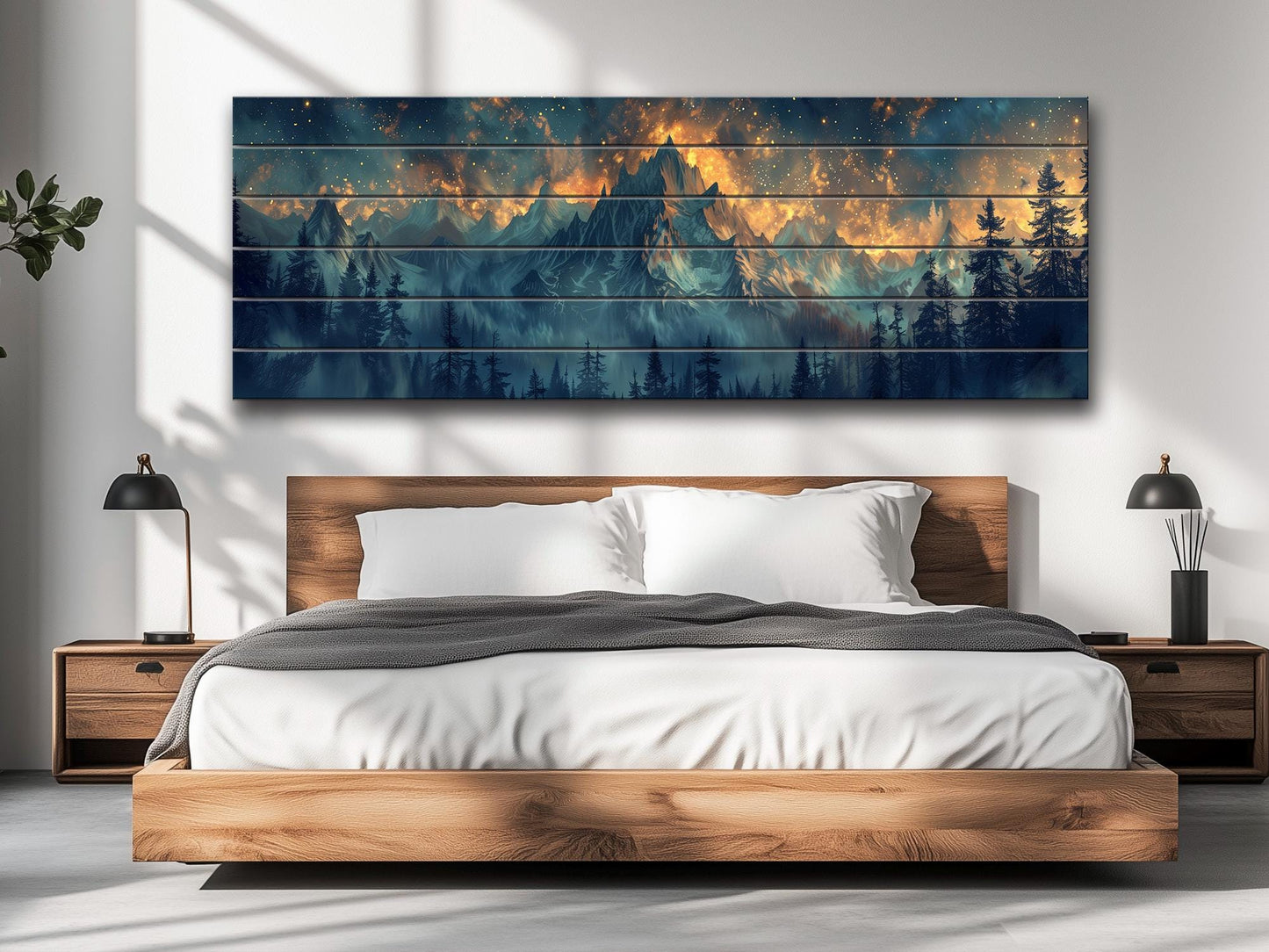 Majestic Mountains Printed On Natural Wood - Luxury Wall Art
