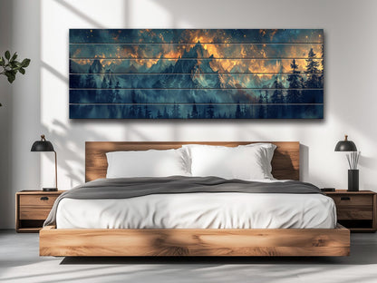 Majestic Mountains Printed On Natural Wood - Luxury Wall Art