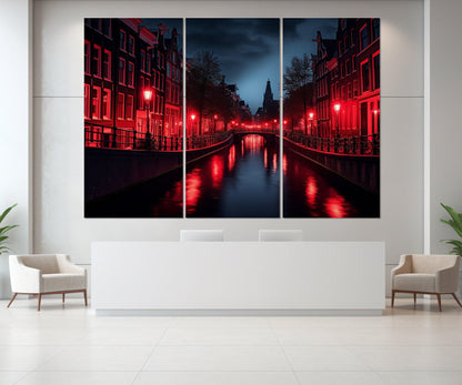 Amsterdam Canvas Print – Framed Wall Art | Red Light District Abstract City Painting
