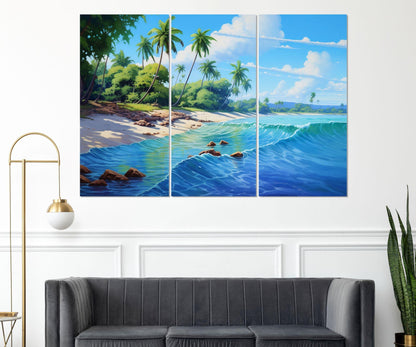 Beach Canvas Print - Tropical Coast Painting | Framed Canvas Print Ready to Hang