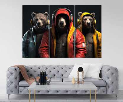 Bears Canvas Print - Cool Bear Artwork on Cotton Canvas | Ready to Hang Framed Art