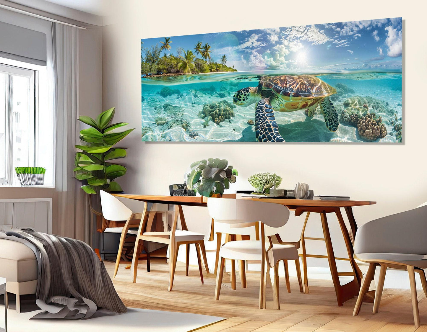 Sea Turtle Canvas Print – Underwater Wall Art | Framed Canvas Art Ready to Hang