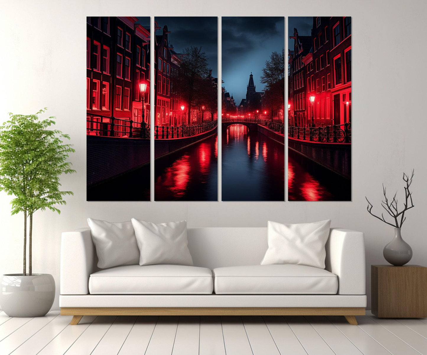 Amsterdam Canvas Print – Framed Wall Art | Red Light District Abstract City Painting