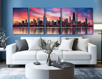 Chicago Canvas Print – Multi Panel Canvas Set | Abstract Cityscape Wall Art