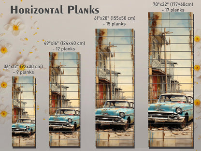 Vintage Cuba Print - Rustic Wood Wall Art on Natural Wooden Planks, Ready to Hang