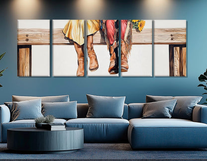 Minimalist Romantic Wall Art – Abstract Couple Canvas Print | Framed Romantic Decor