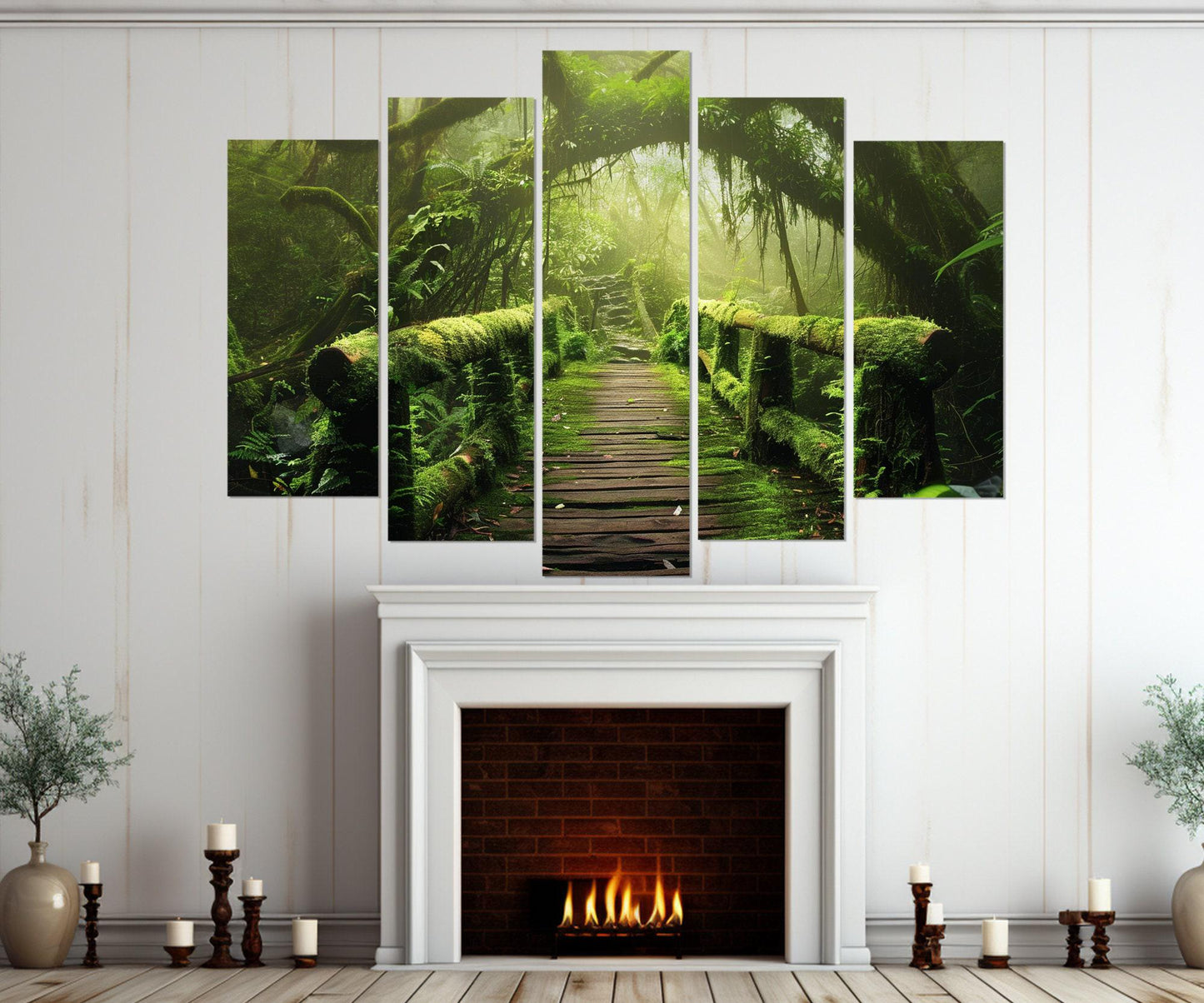 Bamboo Forest Wall Art – Tropical Forest Canvas Print | Bamboo Bridge Decor Ready to Hang
