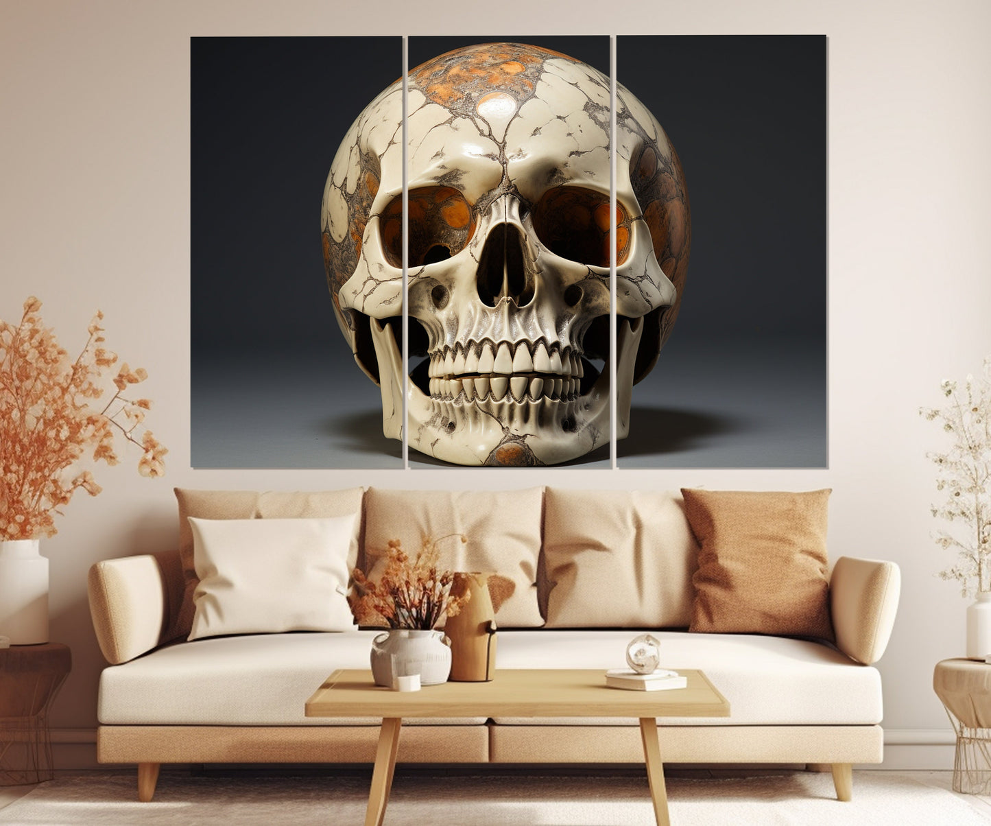 Skull Canvas Print – Gothic Wall Art | Vintage Skull Painting, Ready to Hang