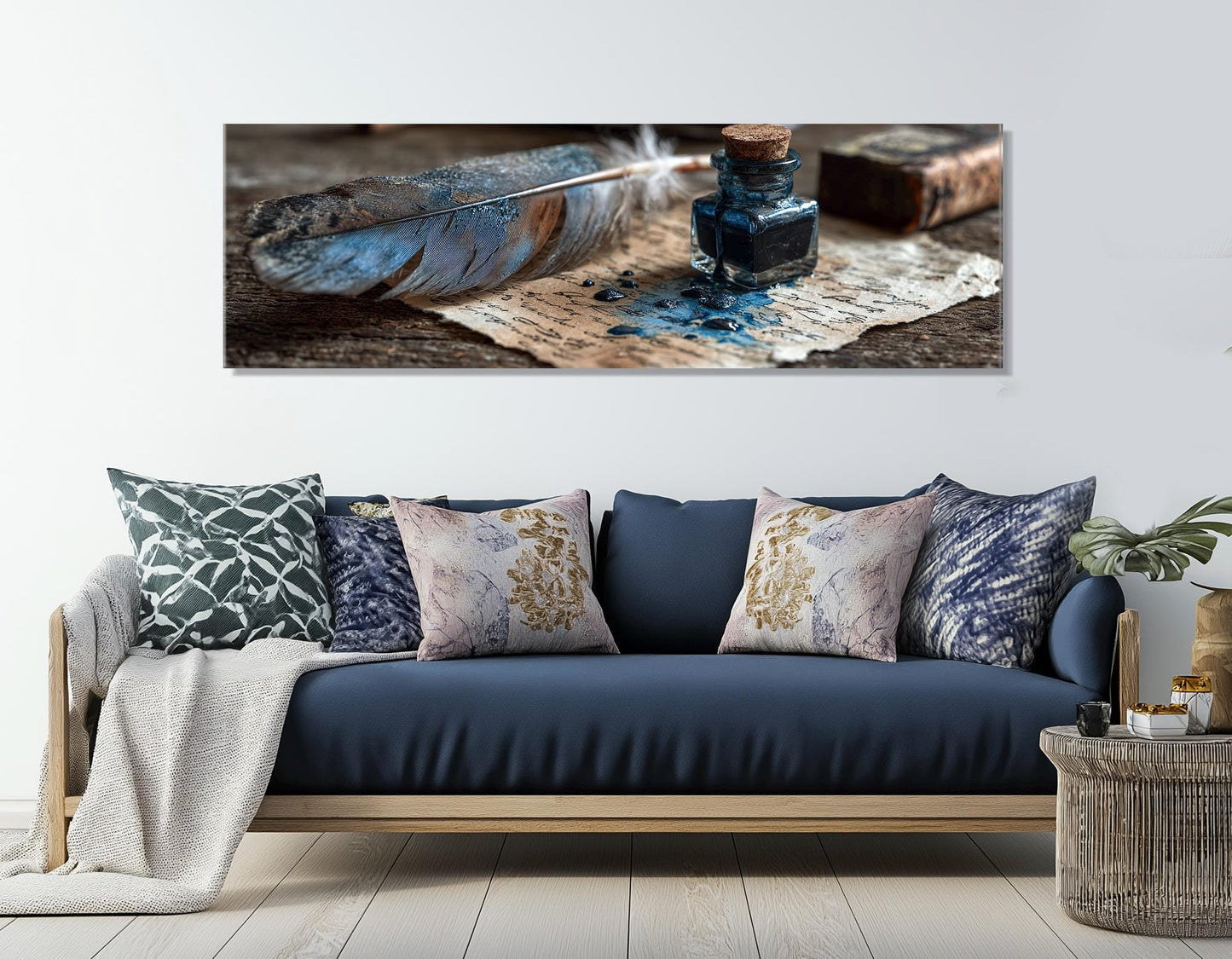 Scribe’s Quill and Inkpot Canvas Print, Writer Gift, Framed and Ready to Hang