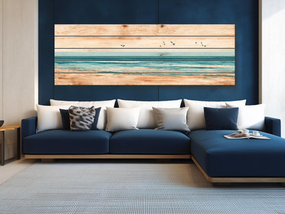 Coastal Wall Art – Pelican Art Print on UV Printed Wood for Beach House Decor
