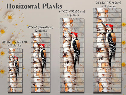 Wood Wall Art – Rustic Woodpecker Wall Hanging on Birch – Cozy Cabin Decor